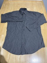 Vintage Chaps Ralph Lauren Shirt Men&#39;s M Gray Button Up Pocket Checkered... - $13.51