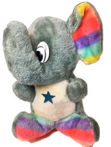 Vintage Shalom Toy Plush Elephant RARE Gray Stuffed Animal Rainbow Pride Colors - £47.84 GBP