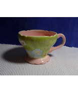 TRACY PORTER CONFETTI HAND PAINTED CUP GREEN FLORAL - £7.82 GBP