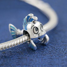 925 Sterling Silver Disney The Little Mermaid Flounder Charm Bead - $16.66