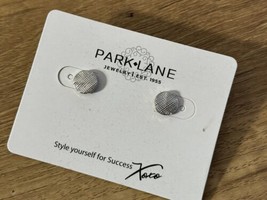 Park Lane Pierced Earrings Studs Silver Tone Textured Wavy Hatched Round... - £19.60 GBP