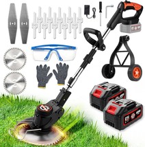 Electric Weed Eater, 21V 2X3.0Ah Cordless Weed Wacker Battery Powered, Brush - £58.29 GBP