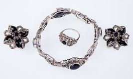 Gorgeous Sterling Silver Onyx and Hematite Jewelry Set Bracelet, Earring... - $15,871.20 MXN
