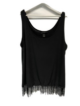 Lane Bryant Black Knit Tank Cami Blouse Top w Fringe Party Cocktail 18/20 - £22.13 GBP