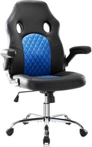 Gaming Chair Ergonomic Office Chair Pu Leather Computer Chair, Up Armrests, Blue - $105.99