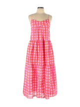 NWT J.Crew x SZ Blockprints Tiered Midi in Vibrant Pink Orange Gingham Dress M - £64.68 GBP