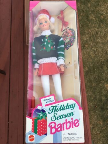 Primary image for Vintage 1996 Holiday Season Barbie Doll # 15581 Christmas Sweater Blonde New MIB