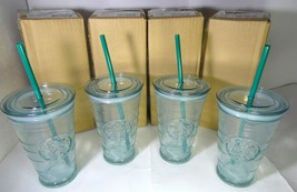 Starbucks 2013 4 Cold Cup 16 oz  Recycled Glass Tumbler W Lid &amp; Straw W Sku,New - £589.34 GBP