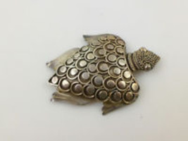 TURTLE Pin in Sterling Silver - 1 3/4 inches - highly detailed - £51.76 GBP