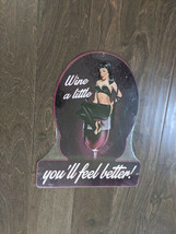 15.5&quot; Sexy PIN-UP Wine A Little 3d cutout retro USA STEEL plate display ad Sign - £39.52 GBP