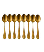 8 Gold Plated Stainless Steel Spoons Elegant Flatware Set Made in Palestine - $34.30 CAD