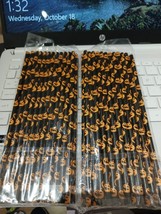 48 Halloween Paper Straws Orange Black(2 Packs of 24) 7.7&quot; x 2.4&quot; dia - £6.20 GBP