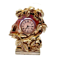 Kirk Stieff Quartz Small Clock Metal Floral Design - £18.96 GBP