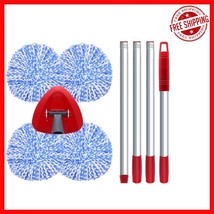 Protective Spin Mop Heads Set with Adjustable Handle for Scratched-Free ... - $30.68