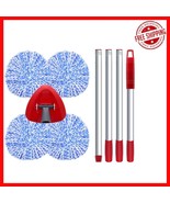 Protective Spin Mop Heads Set with Adjustable Handle for Scratched-Free ... - $42.27 CAD
