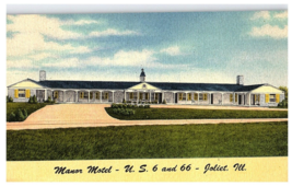Manor Motel US 6 and 66 Joliet Illinois IL Vintage Hotel Postcard - £5.38 GBP