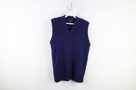 Vintage 60s 70s Streetwear Boys 20 Distressed Blank Knit Sweater Vest Blue USA - £14.77 GBP