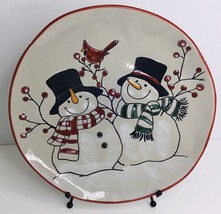 Dinner Plate Eli + Ana Snowmen Cardinal Winter 3D  Ceramic 10.5 in New - £12.95 GBP