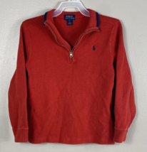 Polo Ralph Lauren Sweater Boy Small 7 Red Tight Knit Quarter Zip Mock Pu... - $20.57