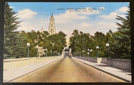 Linen Postcard - Balboa Park San Diego - £2.80 GBP