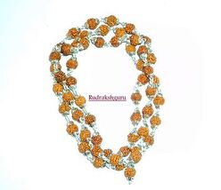 Mala De Rudraksha En Plata Pura Con Tapas De Diseño Propio - 54+1 Perlas - $172.54 CAD