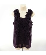 Apt 9 Womens Ruffled Mesh Tank Top &amp; Cami Set M Medium Dark Purple Butto... - $24.97