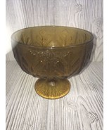 Vintage FTD 1975 Amber Glass Footed Bowl Goblet Candy Dish Oak Leaf Desi... - £13.98 GBP