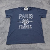 Paris France Authentique Shirt Mens L Blue Short Sleeve Round Neck Tee - £20.56 GBP