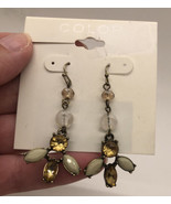 NWT Kohl&#39;s Color Dangle Bead and Rhinestone Fish Hook Earrings - £7.75 GBP