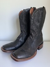 Dan Post Cowboy Leather Men Black Boots Sz 9 D Square Toe Style DP2000 - $118.79