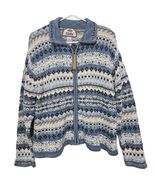 Vintage Tiara International FairIsle Full Zip Sweater Blue Coastal Grand... - $34.99