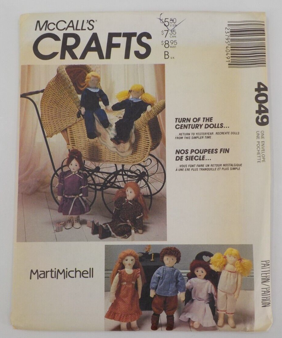 MCCALLS CRAFTS PATTERN #M4049 TURN OF THE CENTURY 20" DOLL & CLOTHES UNCUT 1988 - $11.99