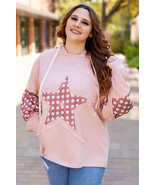 Delicacy Star Patch Graphic Floral Color Block Drawstring Plus Size Hoodie - $738.94 MXN