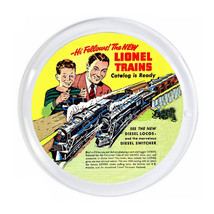 Retro Lionel Trains Ad Magnet big round 3 inch diameter - £6.10 GBP