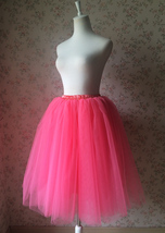 Melon Red Fluffy Tutu Midi Skirt Women Custom Plus Size Tulle Skirt Outfits image 3