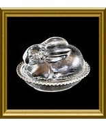 Indiana Glass Covered Bunny Candy Dish Vintage 1950s Pressed Glass - £15.98 GBP