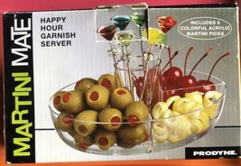 Prodyne Happy Hour Garnish Server Bowl Colorful Sticks With Martini Tops - £20.05 GBP
