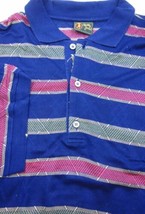 Bobby Jones Made in Italy Bold Pink Blue Stripe Cotton Golf Polo Shirt L... - $37.99