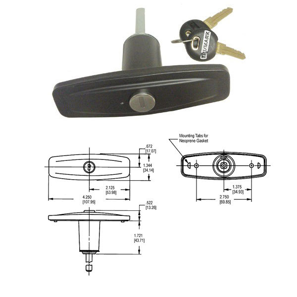 Gordon Glass® Tri-Mark Flush Mounted Pop Up T-Handle 1-7/8&quot; Unthreaded Shan - $80.59