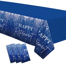 Blue Retirement Party Tablecloth Decorations - Disposable Happy Retirement Party - $16.99