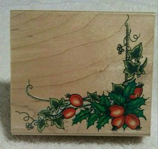 Penny Black Holly Ivy Corner Border Rubber Stamp &quot;Christmas Cluster&quot; 311K - NEW - £7.97 GBP