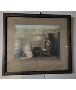Antique Interior Home Photo Sepia Woman Man Son Framed Whitney Studio No... - £19.82 GBP