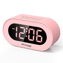 Pink Girls Alarm Clock For Kids Bedroom, Dimmable Led Digital Display, O... - £26.16 GBP