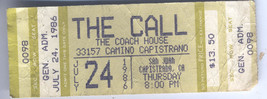 THE CALL 1986 Vintage Collectable TICKET STUB COACH HOUSE CAPISTRANO MIC... - £7.74 GBP