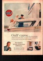 1959 Gulf Oil Company Red Barber blond Mom Boy Gas Station Vintage Print... - $25.05