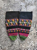 Macedonian folk socks, hand knitted colourful socks, antique ethnic socks - $40.00
