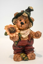 Sunflower Bear in A Green Hat &amp; Red Suit - Resin - £10.57 GBP