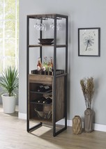 Weathered Oak Wine Rack: Black, 1 Drawer - $319.99