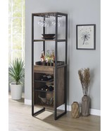 Weathered Oak Wine Rack: Black, 1 Drawer - $319.99