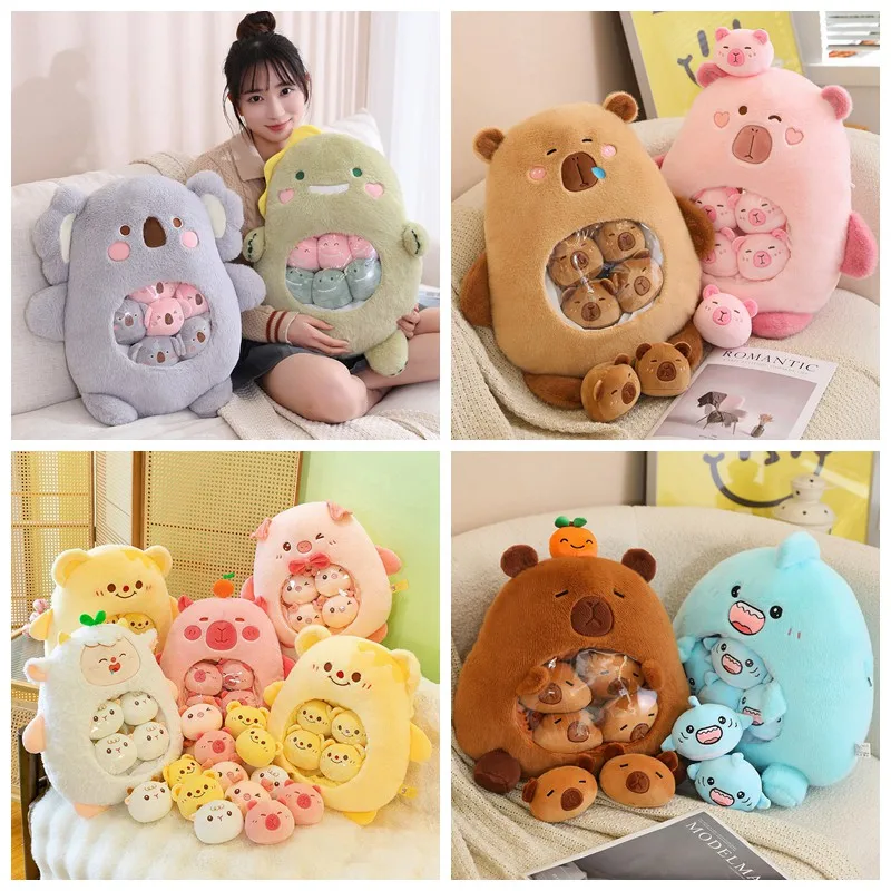 Plush Pudding Bag Candy Bag Mini Balls Panda Koala Capybara Yellow Bear Dolls A - $55.21